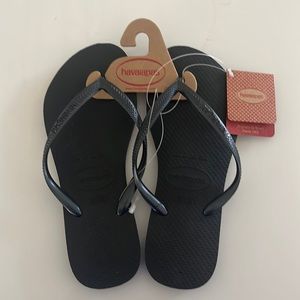 Brand New Black Havaianas Black Flip Flops